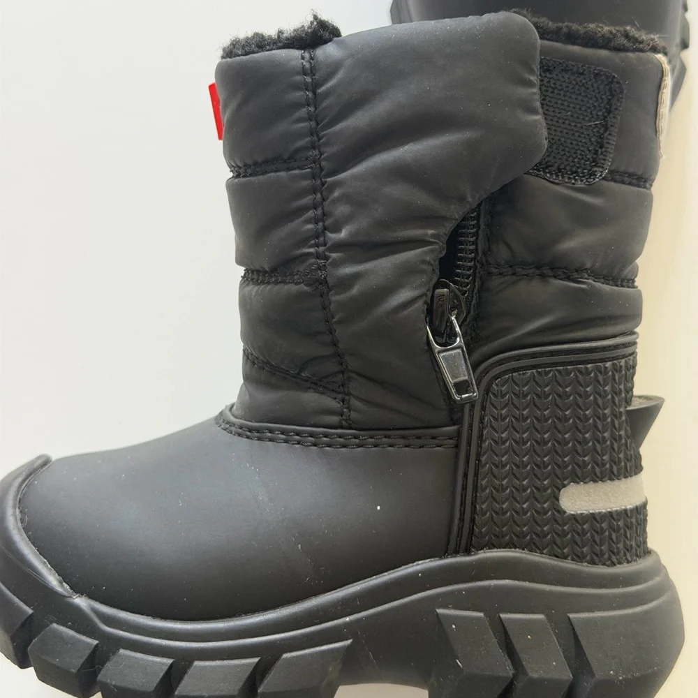 Hunter Kids Black Puffer Snow Boots